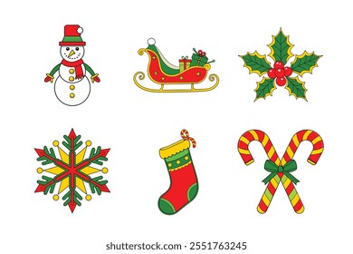 Discover a Christmas design bundle with vector illustrations, line art, silhouettes, icons, and clipart. Ideal for creating stunning holiday visuals and stock files.