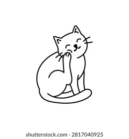 Discover a clean and minimalist vector line art illustration featuring a cute sitting cat happily scratching behind its ear. With its crisp black outline aesthetic, this graphic is perfect for web design, app icons, UI elements, stickers, printable coloring pages, scrapbooking, craft projects, and pet care creative designs.

#CatGrooming #CatLineArt #VectorIllustration #PetArt #CuteCat #MinimalistArt #LineArt #IconDesign #GraphicDesign #Clipart
