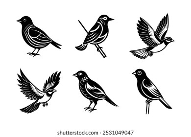 Discover a clean and minimalistic black silhouette of a bird, ideal for branding, logos, and illustrations. This versatile vector design is perfect for nature-inspired projects, graphic design, and cr