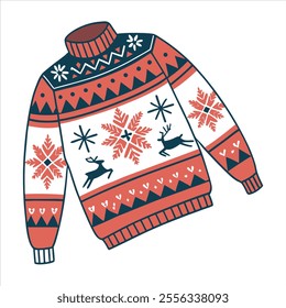 Discover a collection of ugly Christmas sweater vector designs featuring knitted jumpers with festive winter patterns. Perfect for seasonal projects, cards, and apparel design.