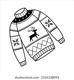 Discover a collection of ugly Christmas sweater vector designs featuring knitted jumpers with festive winter patterns. Perfect for seasonal projects, cards, and apparel design.