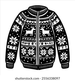 Discover a collection of ugly Christmas sweater vector designs featuring knitted jumpers with festive winter patterns. Perfect for seasonal projects, cards, and apparel design.