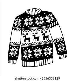 Discover a collection of ugly Christmas sweater vector designs featuring knitted jumpers with festive winter patterns. Perfect for seasonal projects, cards, and apparel design.