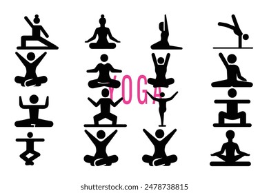 Descubra es una colección de Ilustraciones vectoriales que exhiben varias poses de yoga perfectas para mejorar su bienestar, condición física y rutinas de atención plena.