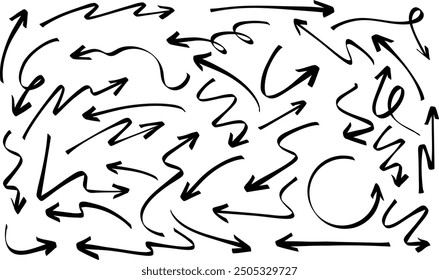 Discover a creative collection of hand-drawn arrows with imaginative, unique designs and dynamic lines, perfect for artistic projects