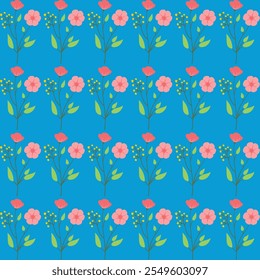 Discover a creative, colorful, seamless vector pattern featuring modern flower shapes inspired by the forest. Perfect for repeated design projects, offering vibrant and unique visual appeal.