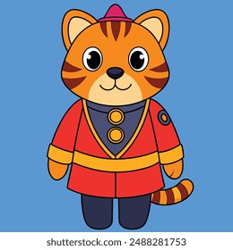 Discover a cute tiger as a royal guard in this vector illustration. Perfect for creative projects, this high-quality design combines majesty and adorability in one unique piece