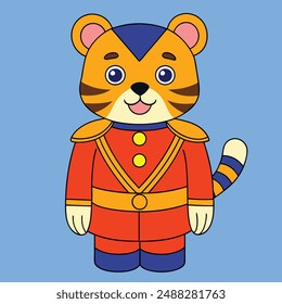 Discover a cute tiger as a royal guard in this vector illustration. Perfect for creative projects, this high-quality design combines majesty and adorability in one unique piece