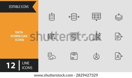 Discover data download icons in an outline format designed for network information transfer digital cloud sync solutions and storage management platforms