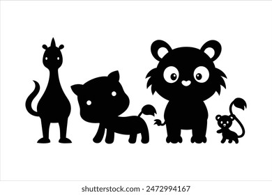 Discover a delightful collection of funny and cute animals in this vector artwork illustration set. Each animal is rendered with charming detail, perfect for adding a touch of whimsy to any project.