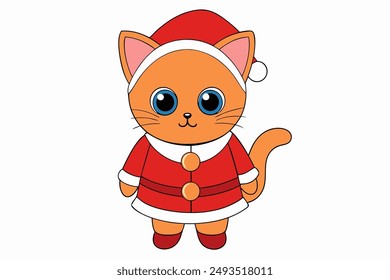 Discover a delightful holiday illustration featuring a cute cat dressed in a Santa costume. This vector artwork captures the festive spirit with charming details, perfect for seasonal projects. 