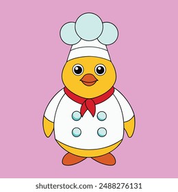 Discover a delightful vector illustration of a cute chicken chef, perfect for culinary-themed designs, merchandise, and digital art projects. 