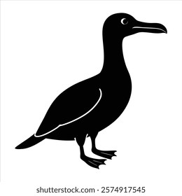 "Discover a detailed vector illustration of the extinct Great Auk in silhouette style. Perfect for educational materials, wildlife conservation designs, and creative projects. High-quality, scalable 