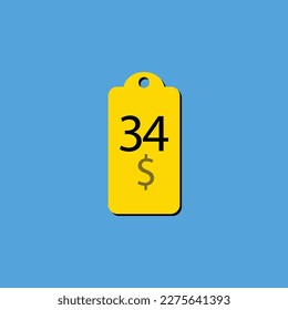 Discover the $ Dollar Only coupon label or stamp with a fantastic font and unique vector illustration on a cheerful yellow background that can be used to get discounts.
