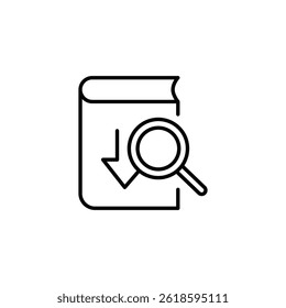 Discover and Download Information: Book and Magnifying Glass Concept