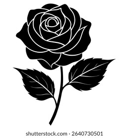 Discover an elegant black rose silhouette vector design, perfect for adding a touch of romantic charm.
