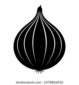 Discover the elegant simplicity of this full black silhouette vector art featuring an onion. Perfect for adding a touch of minimalistic charm to any space, this illustration is ideal for kitchen.