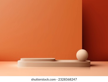 Discover an elegant and stylish interior concept featuring 3D podium steps and a decorative ball. This vector illustration showcases a modern design, perfect for presentations, product displays