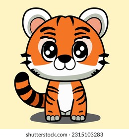 Discover the enchantment of our Tiger Vector, a captivating and charismatic cartoon character that will elevate your creative projects to new heights. This adorable tiger illustration brings a burst o