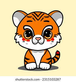 Discover the enchantment of our Tiger Vector, a captivating and charismatic cartoon character that will elevate your creative projects to new heights. This adorable tiger illustration brings a burst o