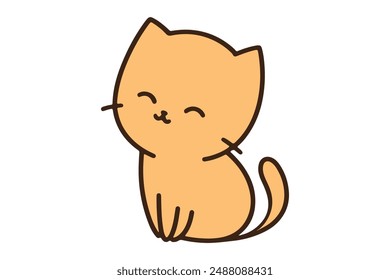 Discover an endearing vector illustration of a cat with closed eyes, gently tilting its head against an isolated background. This charming feline captures a moment of serene curiosity and playfulness.