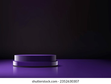Discover the epitome of luxury and sophistication with our shiny purple podium showcase. This modern 3D vector mockup brings elegance to your interior concept, perfect for presenting your products