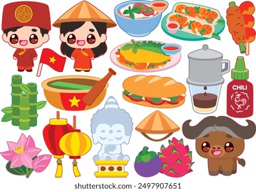 Discover the essence of Vietnam with this vibrant clipart collection! Featuring iconic Vietnamese landmarks, cultural symbols, and traditional motifs, these high-resolution PNG images 