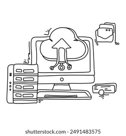 Discover the essential concepts of data protection with a stylish flat illustration showcasing a computer, cloud, and arrow