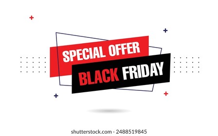 Ofertas exclusivas de Descubra con nuestro Anuncio de oferta especial negro con fondo blanco y llamativas Formas en negro y rojo, perfecto para llamar la atención Oferta especial negra, diseño de Plantilla de Anuncio