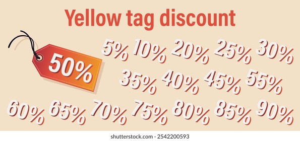 Discover and explore numerous exciting discount rates that are prominently displayed on a vibrant yellow tag sale sign