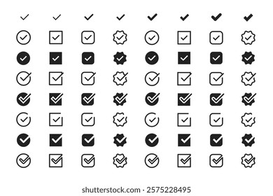 Discover and explore a versatile and extensive collection of checkmark icons and symbols that are perfect for indicating approval, task completion, and selection in various types of design projects