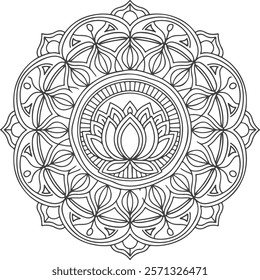 Discover exquisite traditional mandala art vector illustrations featuring intricate line art. Perfect for creative projects, these royalty-free vector designs are ideal for print, web.
