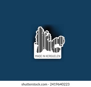 Discover fascinating sticker designs with barcodes in the shape of a map of Kerguelen Islands. Enhance your projects with visual perfection. Buy now!