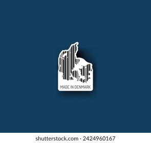 Discover fascinating sticker designs with barcodes in the shape of a map of Denmark. Enhance your projects with visual perfection. Buy now!