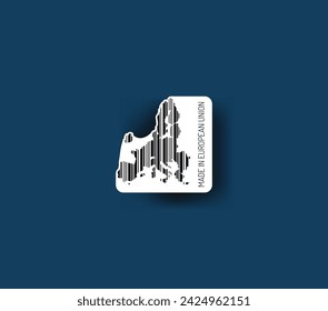 Discover fascinating sticker designs with barcodes in the shape of a map of European Union. Enhance your projects with visual perfection. Buy now!