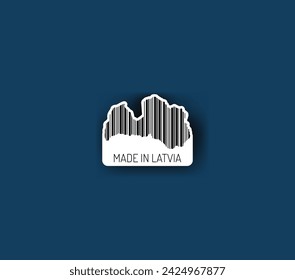 Discover fascinating sticker designs with barcodes in the shape of a map of Latvia. Enhance your projects with visual perfection. Buy now!