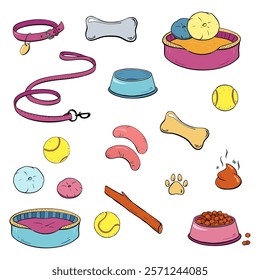 Discover a Fun and Colorful Collection of Exciting Supplies for Your Beloved Pets.Vector illustration. Pet shop