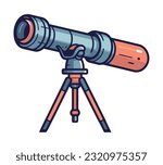 Discover the galaxy with a hand held telescope isolated