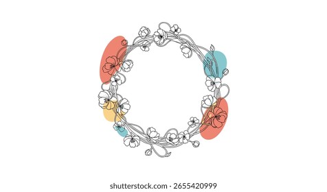 Discover the gentle interplay of abstract shapes and delicate filigree designs on a clean white canvas