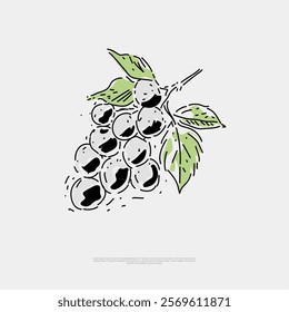 Discover grape drawing designs in Japanese hand-drawn minimalist style. Simple line vector art perfect for logos, prints, and decor. Elegant, modern, and versatile stock graphics for creative projects