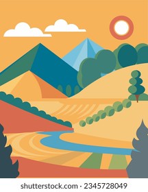 Descubra la armoniosa mezcla de naturaleza, paisaje y geometría retro en imágenes cautivadoras que ofrecen una perspectiva fresca.