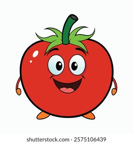 Discover a hilarious illustration of a funny tomato on a clean white background. Perfect for microstock usage on Shutterstock Ideal for use in design projects, advertisements