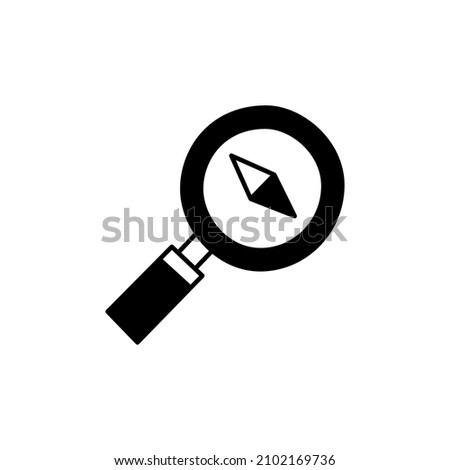 Discover Icon in black flat glyph, filled style isolated on white background