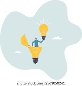 Discover insight or intelligence solution, best result or outcome, solving or finding solution, search new innovation, opportunity or invention,business concept.flat character.