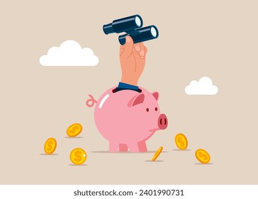 Discover investment opportunity or stock market pension fund. Vector illustration in flat style