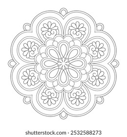 Discover the joy of stress-free coloring with our intricate mandala, vector file, tattoo design, wall art, simple mandala art, Design for a wallpaper Paint shirt and tile Sticker Design, vector file