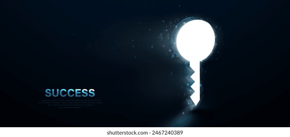 Discover the key to limitless possibilities. Success business concept. Low polygonal, wireframe, linear and mesh. Vector illustration