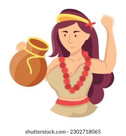 Descubra la última ilustración plana de una mujer nativa