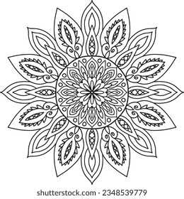 Discover the mesmerizing beauty of this intricate floral mandala design. With its delicately detailed petals, leaves, and geometric patterns, this mandala exudes a sense of harmony and balance.