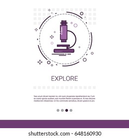 Discover Microscope Science Equipment Technology Web Banner With Copy Space Vector Illustration